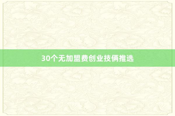 30个无加盟费创业技俩推选